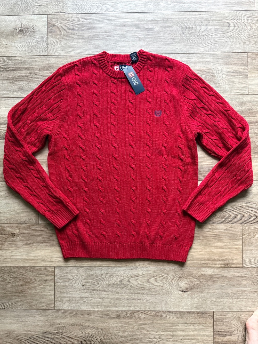 Chaps Men’s Red Cable-Knit Crewneck Sweater